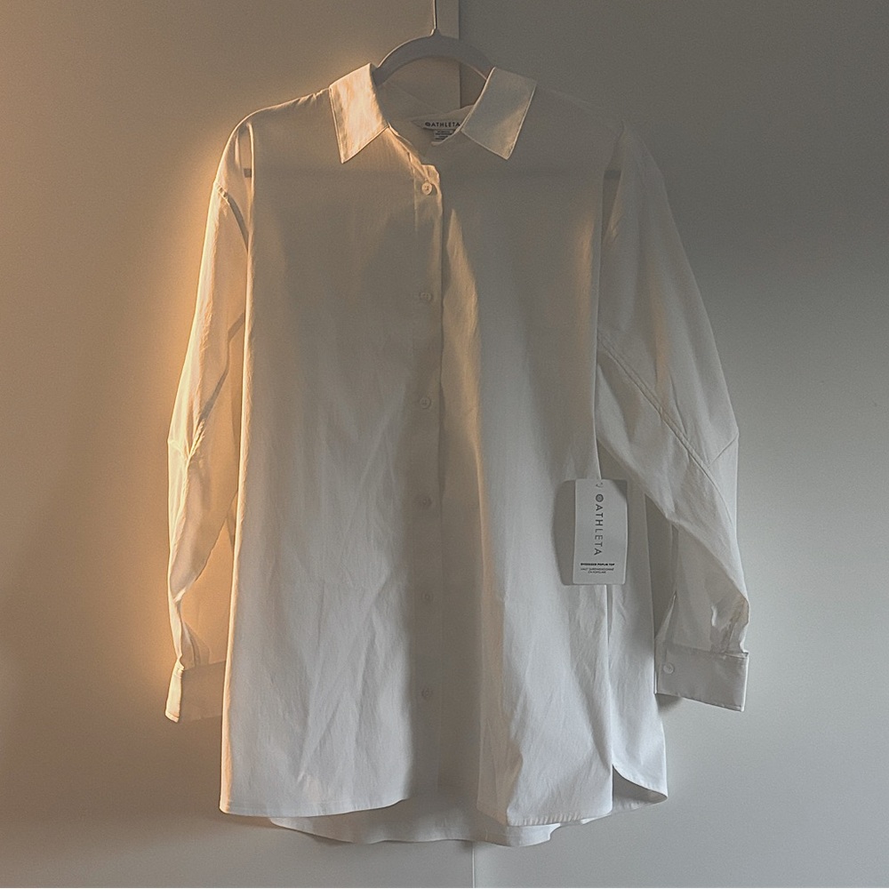Athleta Classic White Poplin Button Down Shirt